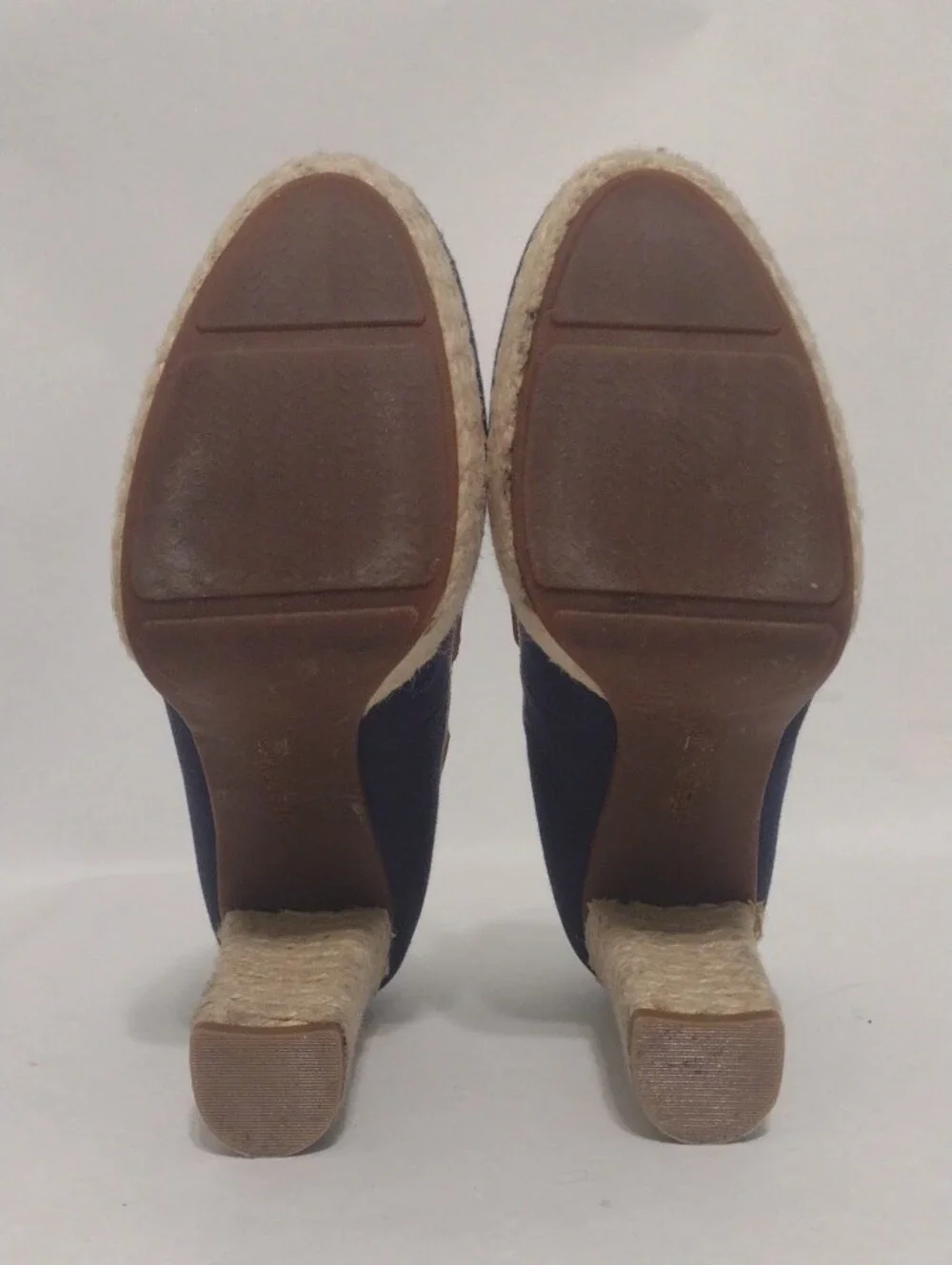 Milly For Sperry Top-Sider Navy High Heeled Espadrille Wedge Shoes (J1229)